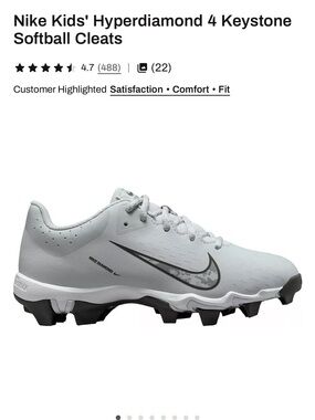 Nike Kids White & Black Hyperdiamond 4 Keystone Cleats